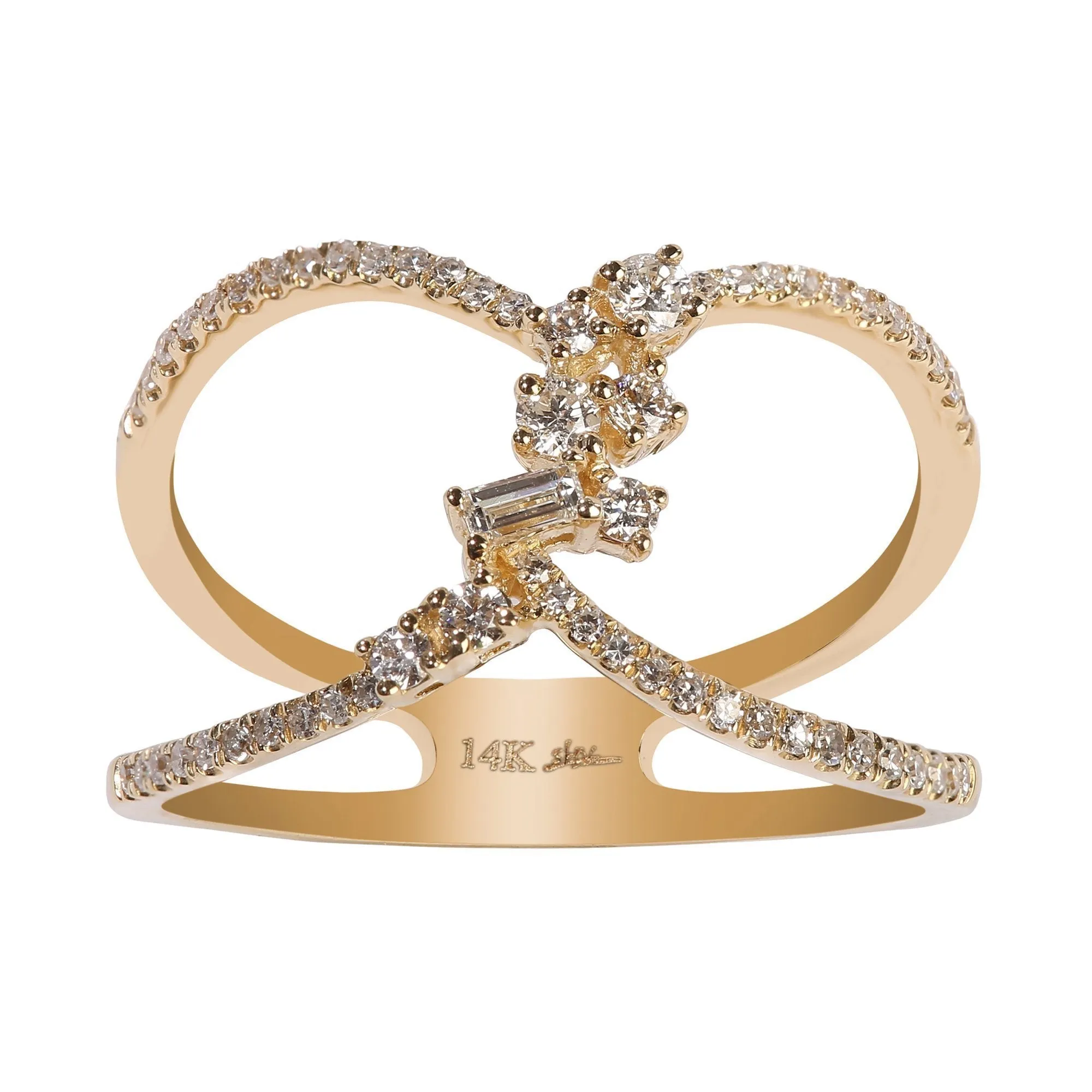 0.33CT Diamond Wish Heart Ring Set In 14K Yellow Gold