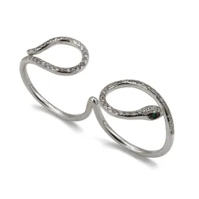 0.4CT Diamond Snake Double Ring Set in 18K White Gold