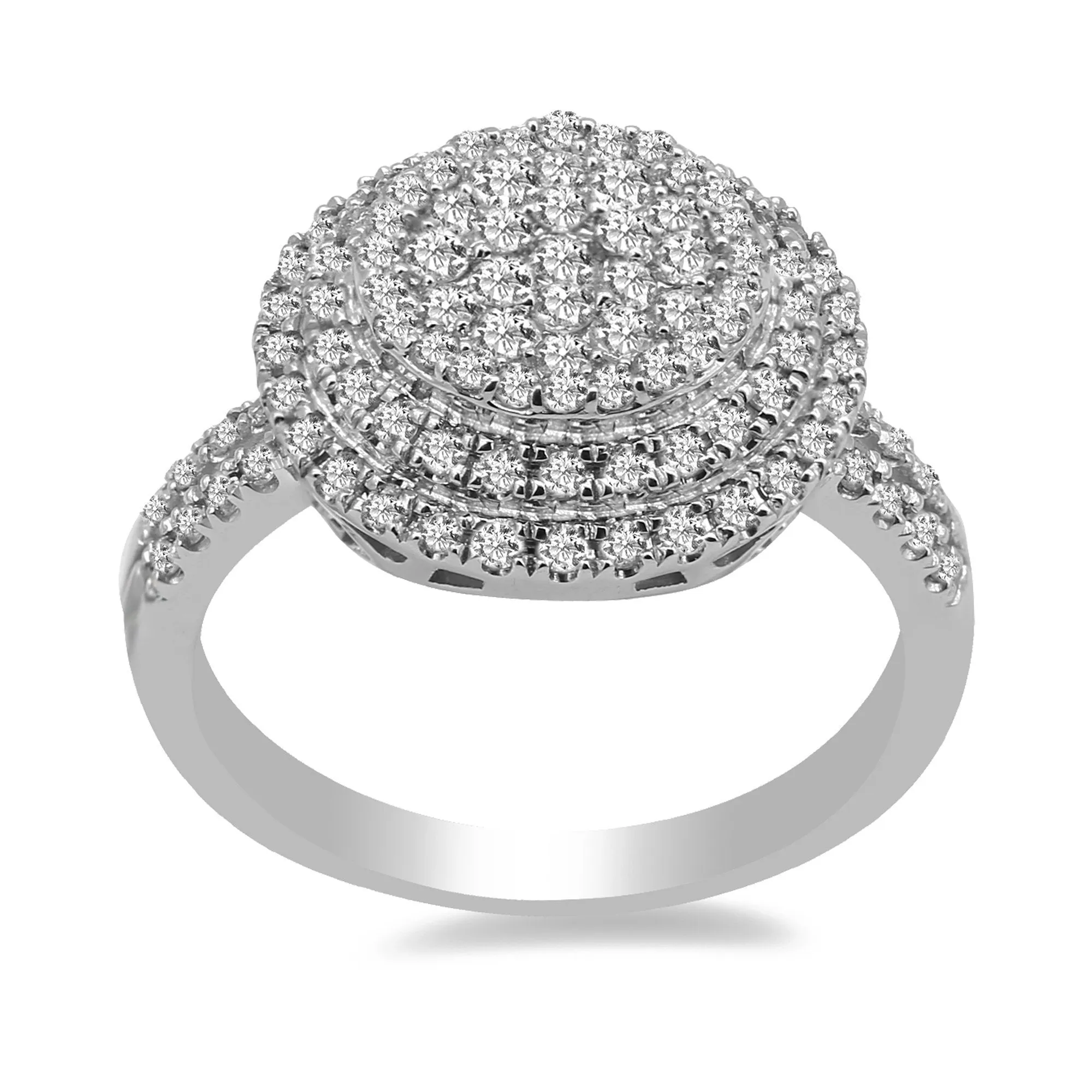 0.9CT Diamond Double Halo Ring set in 14K White Gold