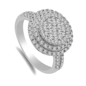 0.9CT Diamond Double Halo Ring set in 14K White Gold