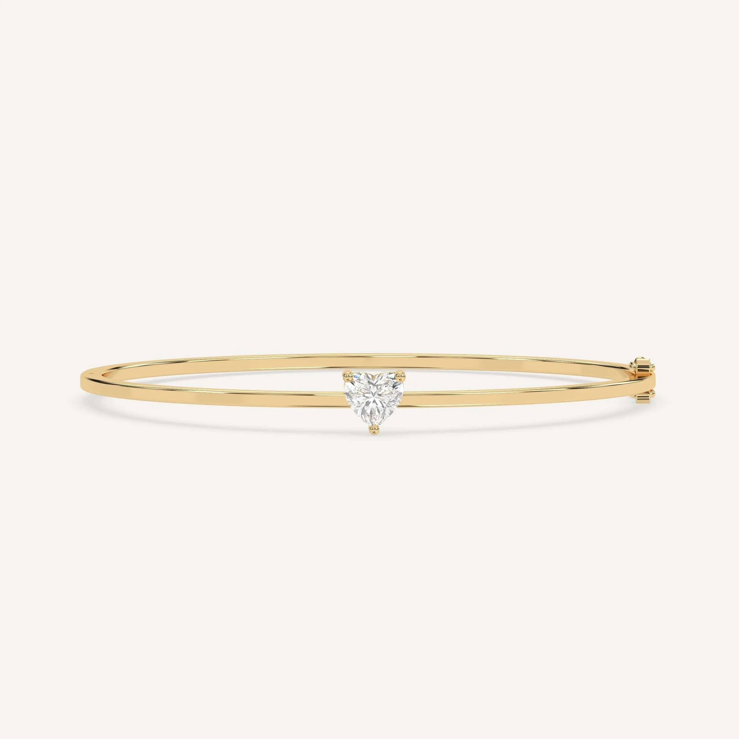 1 carat Heart Diamond Solitaire, Bangle Bracelet