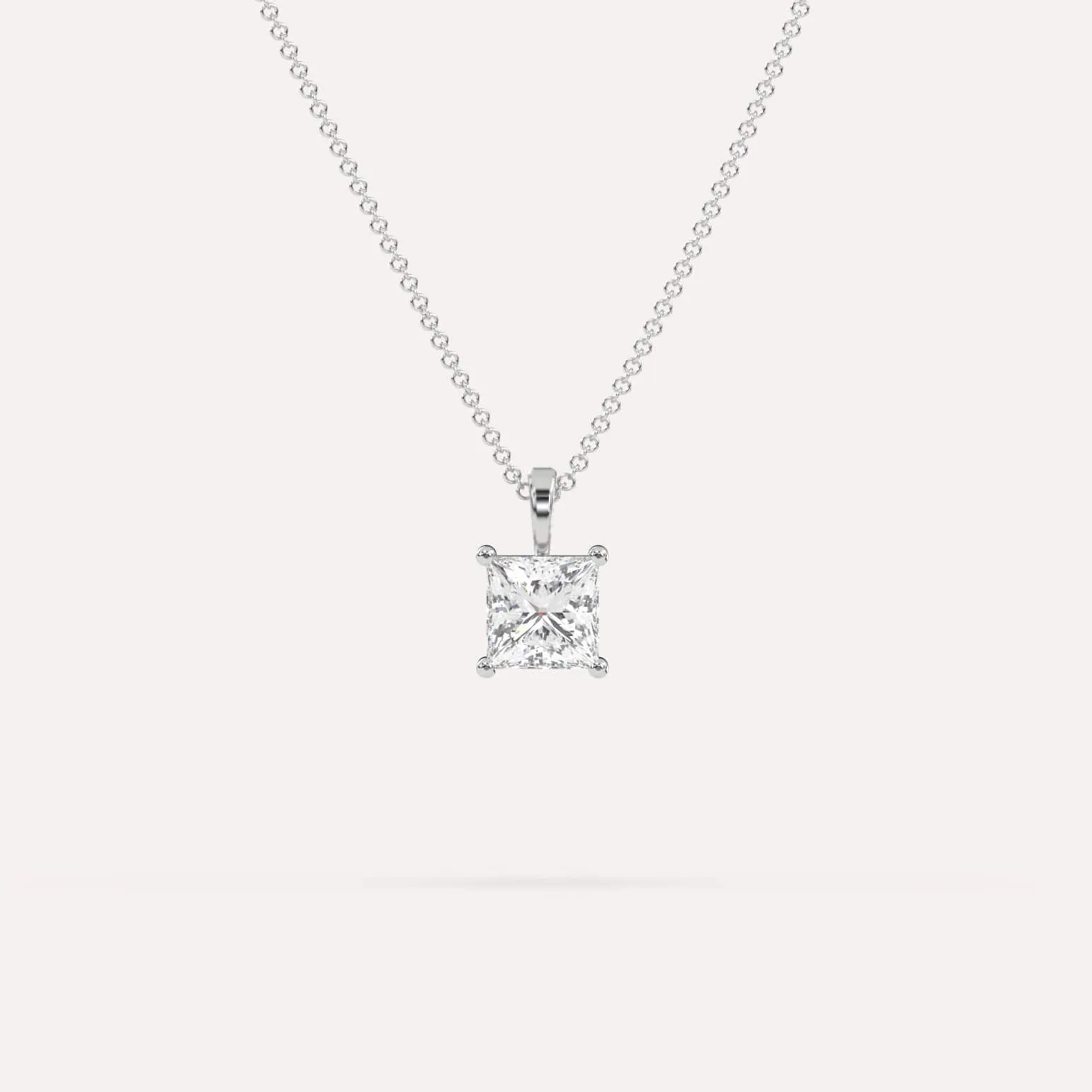 1 carat Princess Diamond Pendant Necklace