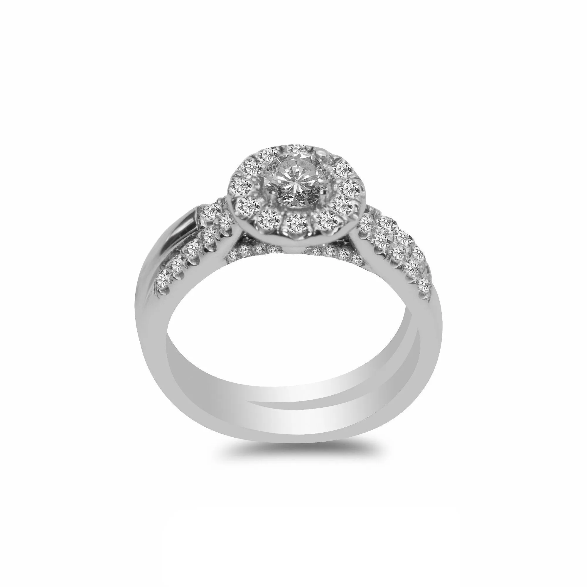 1.0CT Diamond Engagement Ring Set in 14K White Gold