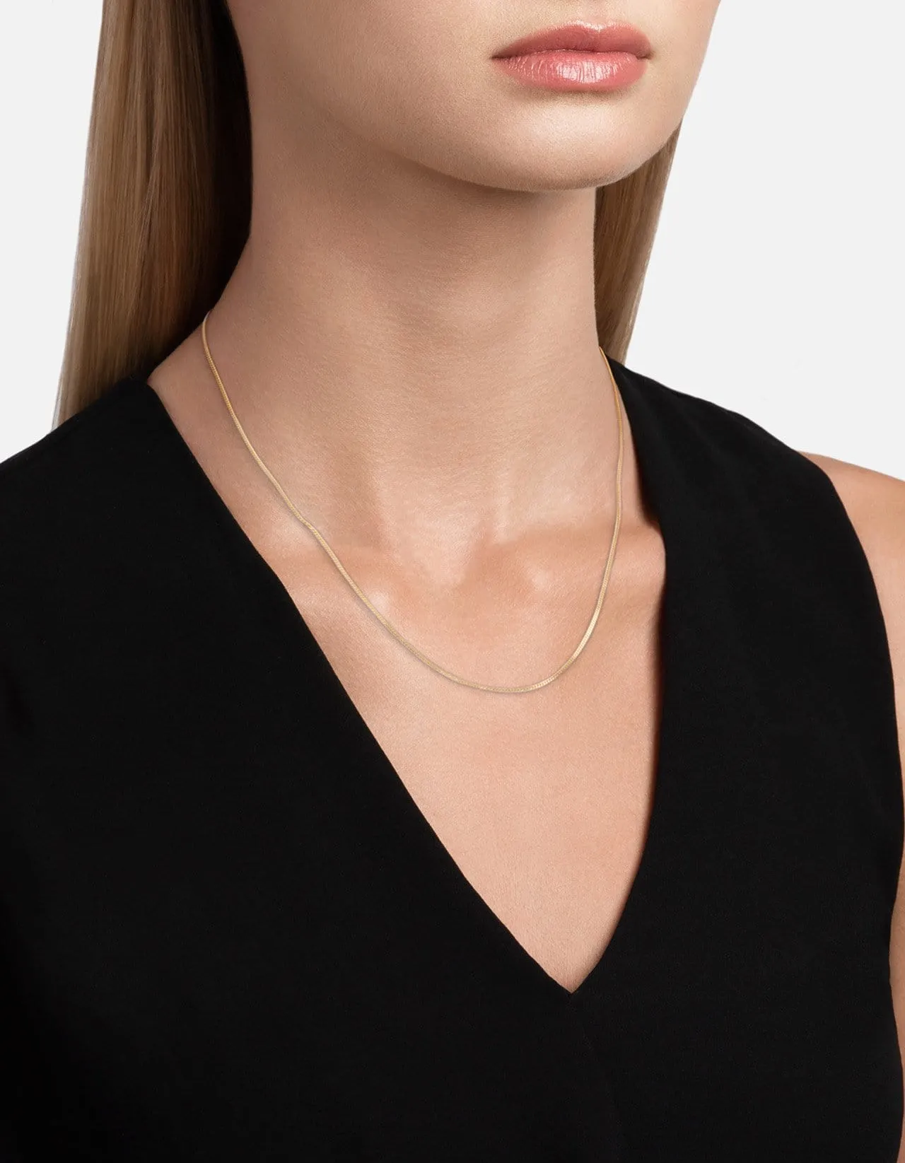 1.3mm Cuban Chain Necklace, 14K Gold