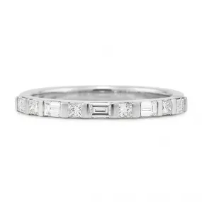 18CT White Gold Diamond Bar Set Straight Wedding Ring