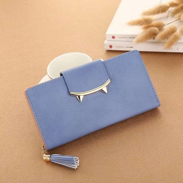 2017 Kawaii Cat Women Pu Long Clutch Wallet With Tassel Lady Clutch Fashion Korean Envelope Women