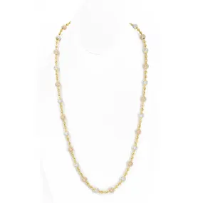 22K Multi Tone Gold Chain W/ Beaded Strand & Textured Gold Ball Accents