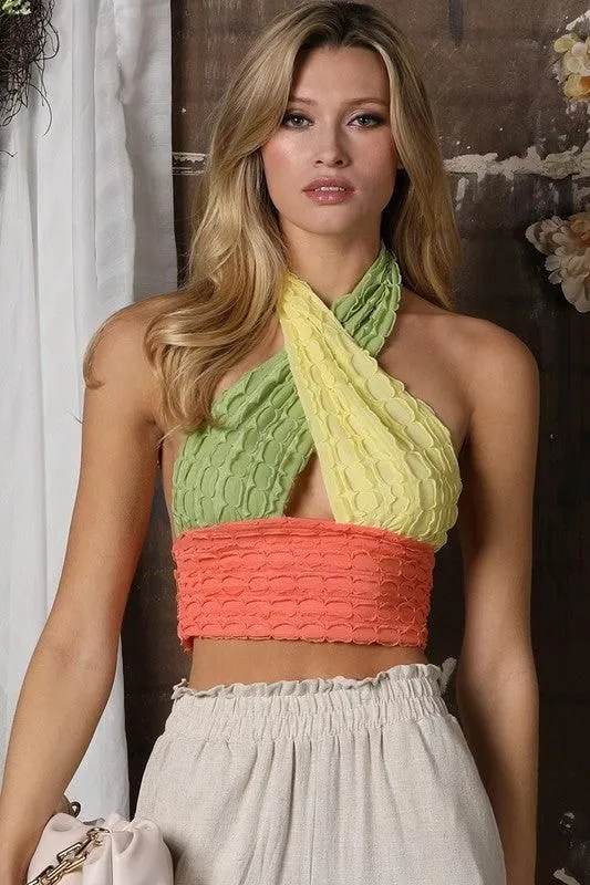 3 COLORS COMBINED HALTER NECK TOP