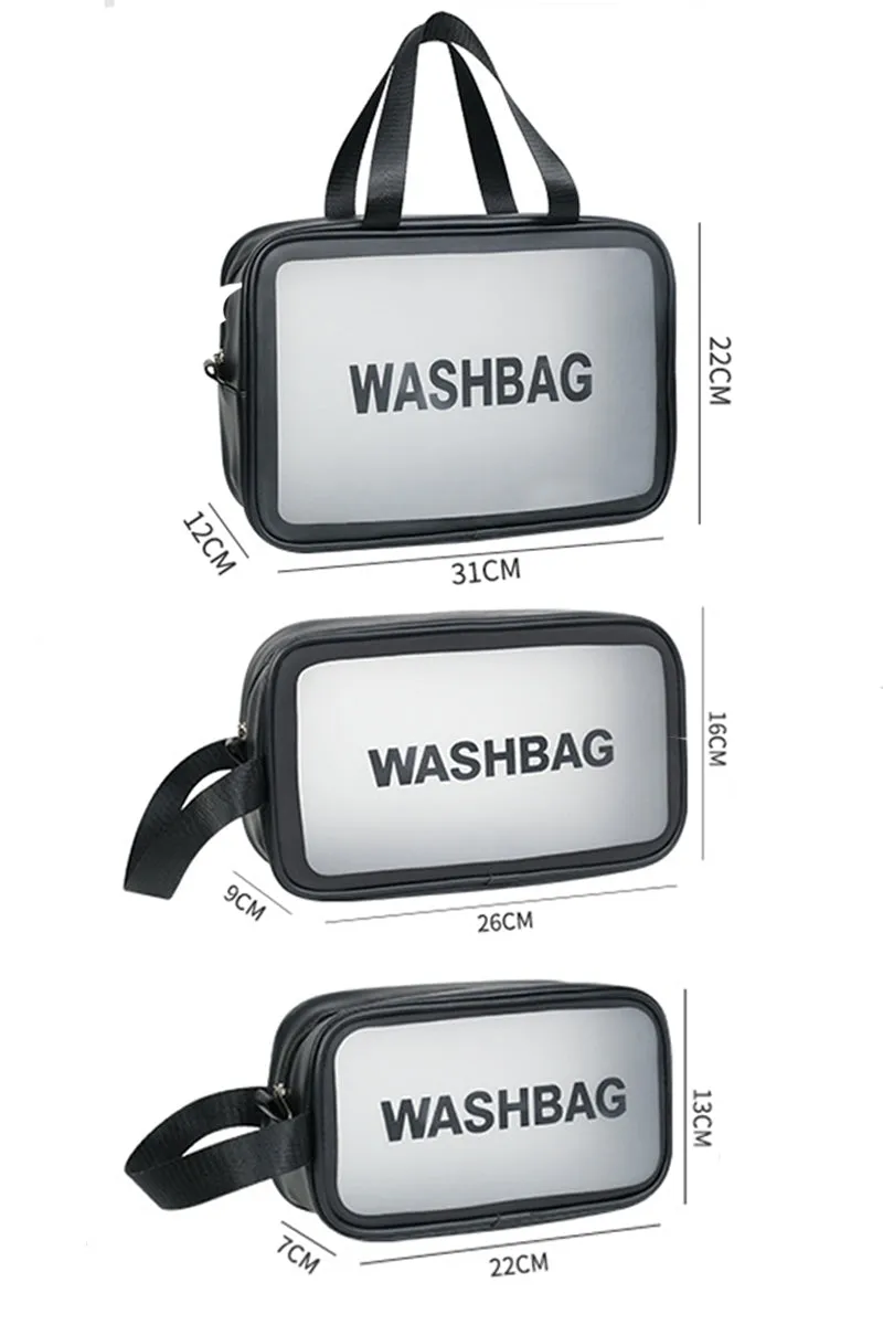 3SET TRAVEL PORTABLE LETTER GRAPHIC MAKEUP WASH BAG