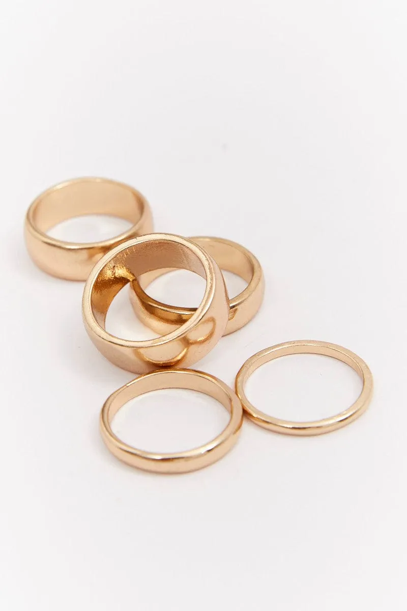 5 Pack Mixed Plain Rings Set