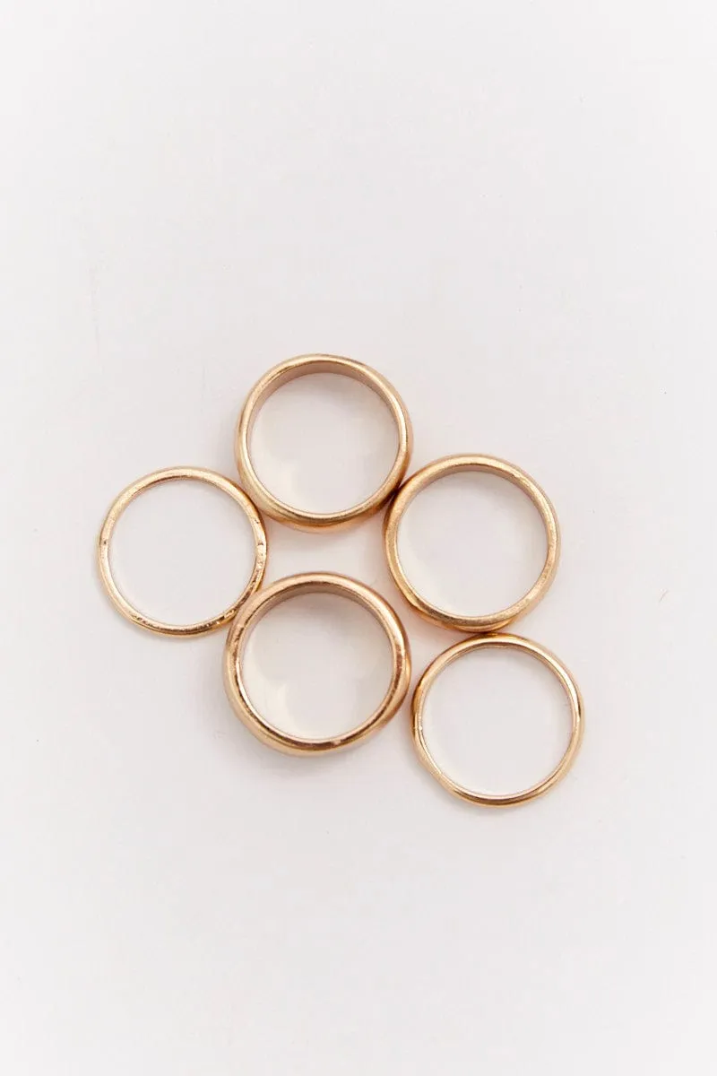 5 Pack Mixed Plain Rings Set