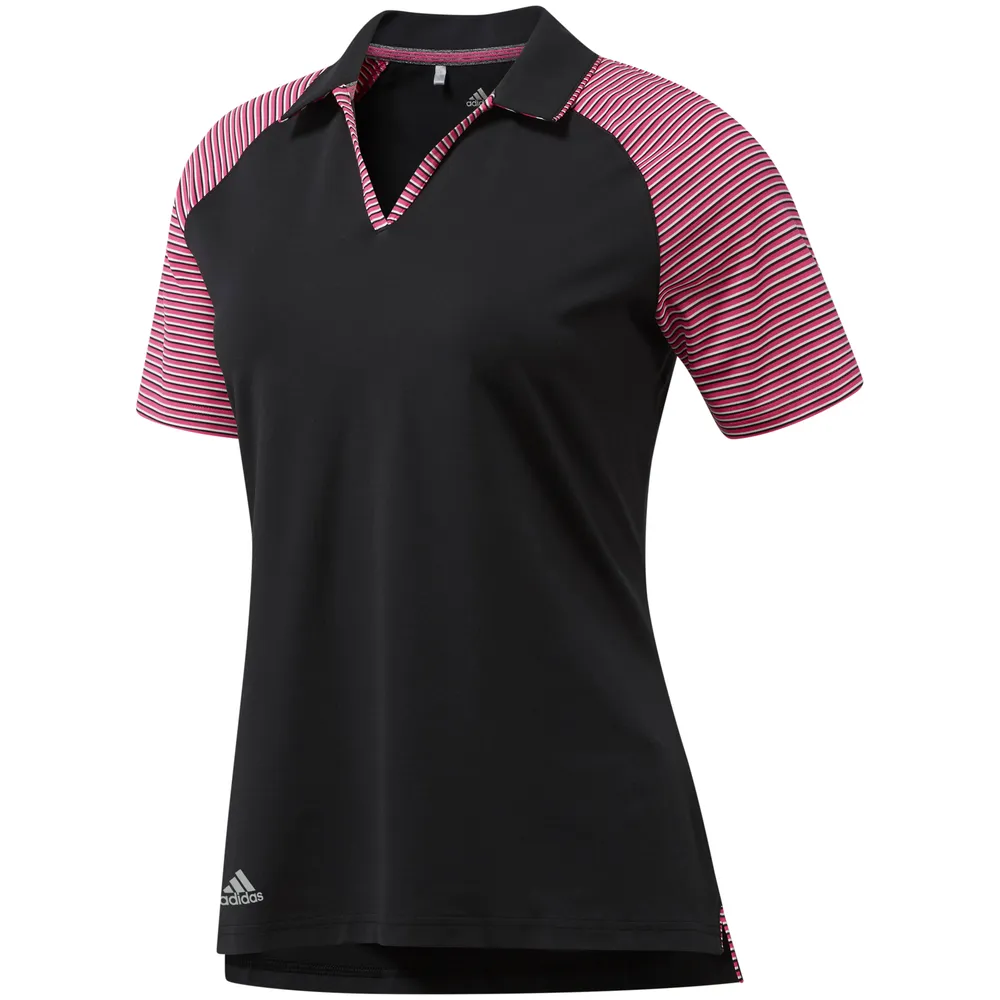 Adidas Women's Ultimate 365 Stripe Polo / Black & Pink / Small