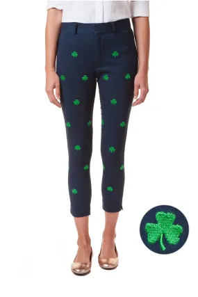 Ankle Capri Stretch Nantucket Navy with Shamrock