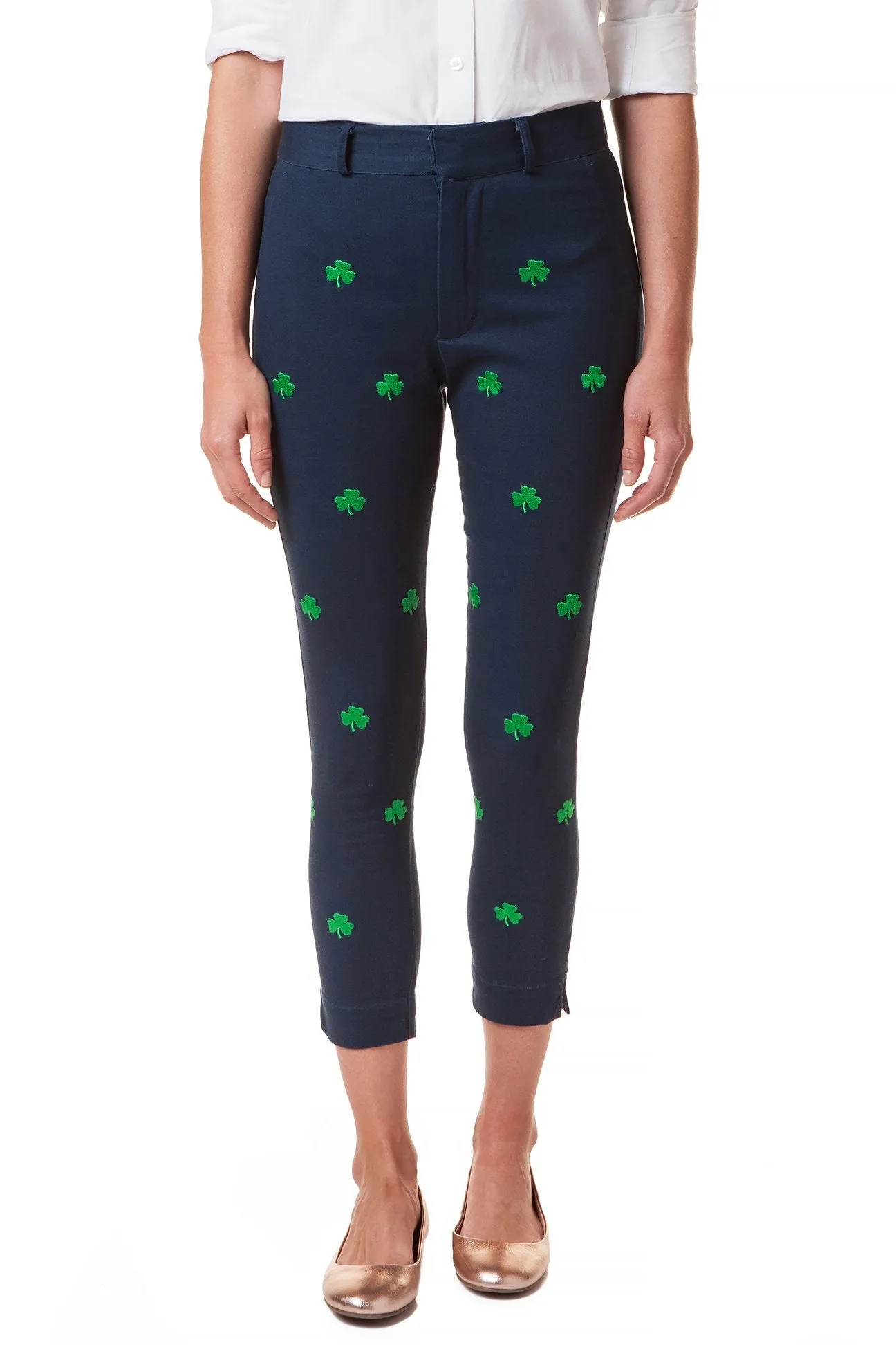 Ankle Capri Stretch Nantucket Navy with Shamrock