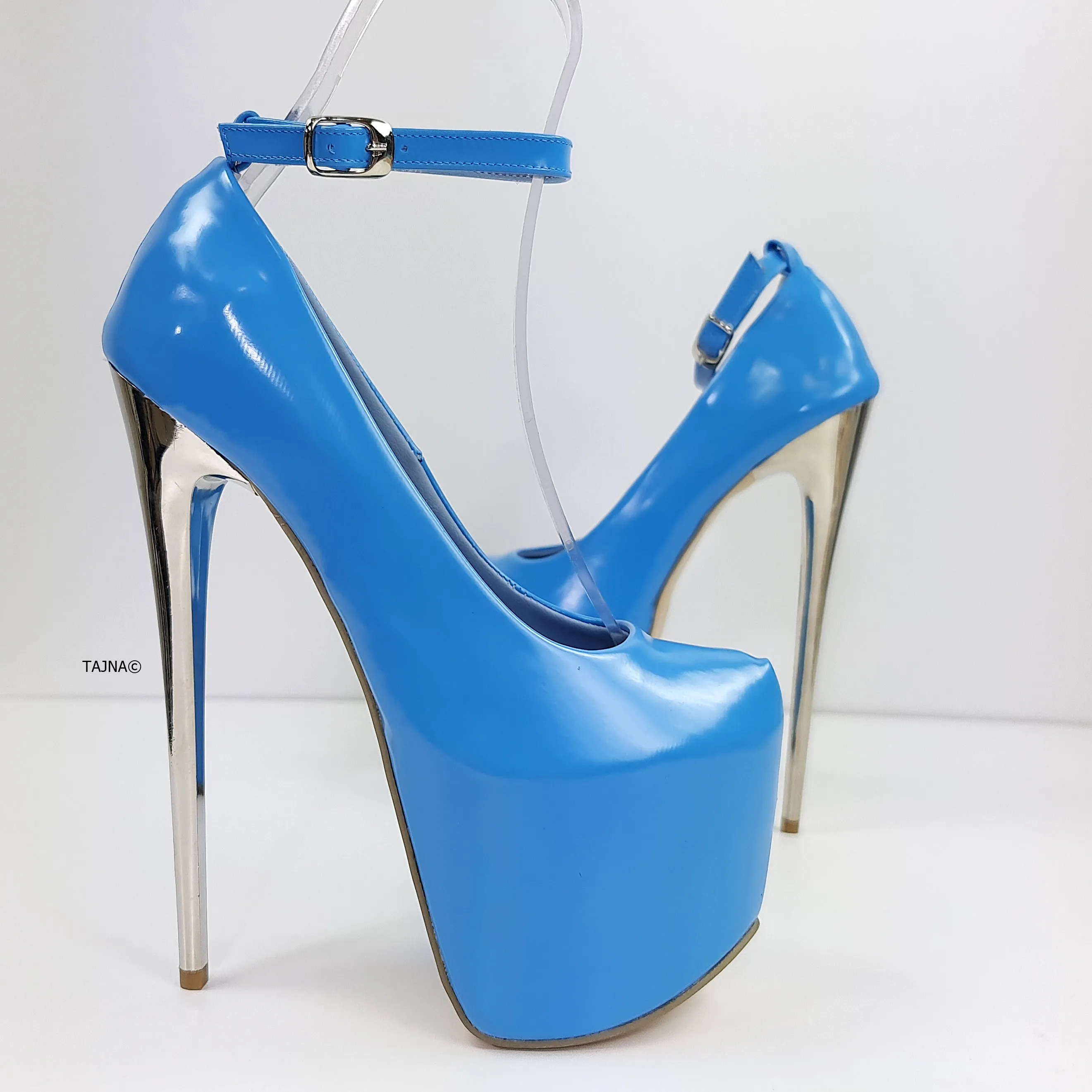 Ankle Strap Baby Blue High Heel Pumps