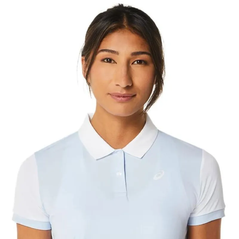 Asics Women Court Polo Shirt - Soft Sky / Brilliant White