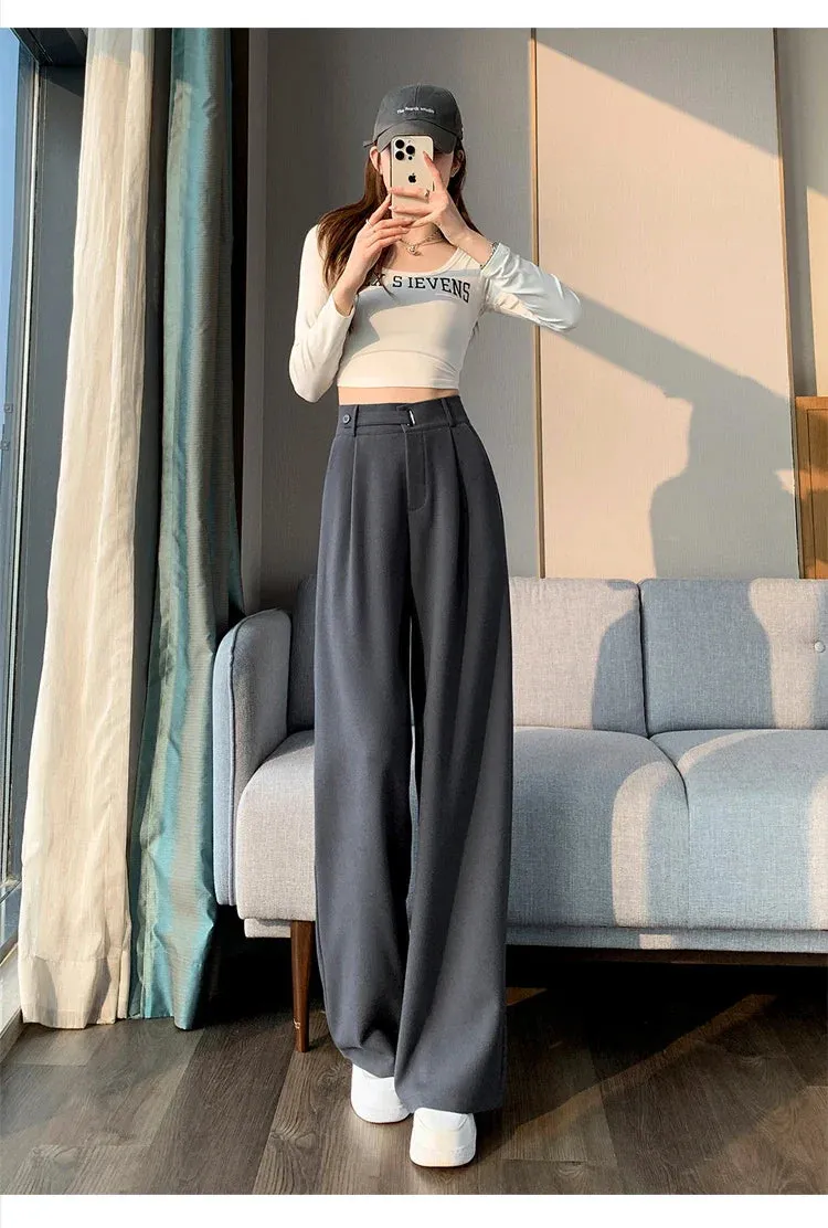 Baggy Pants Vintage Office Lady Elegant Casual Trousers Work High Pants