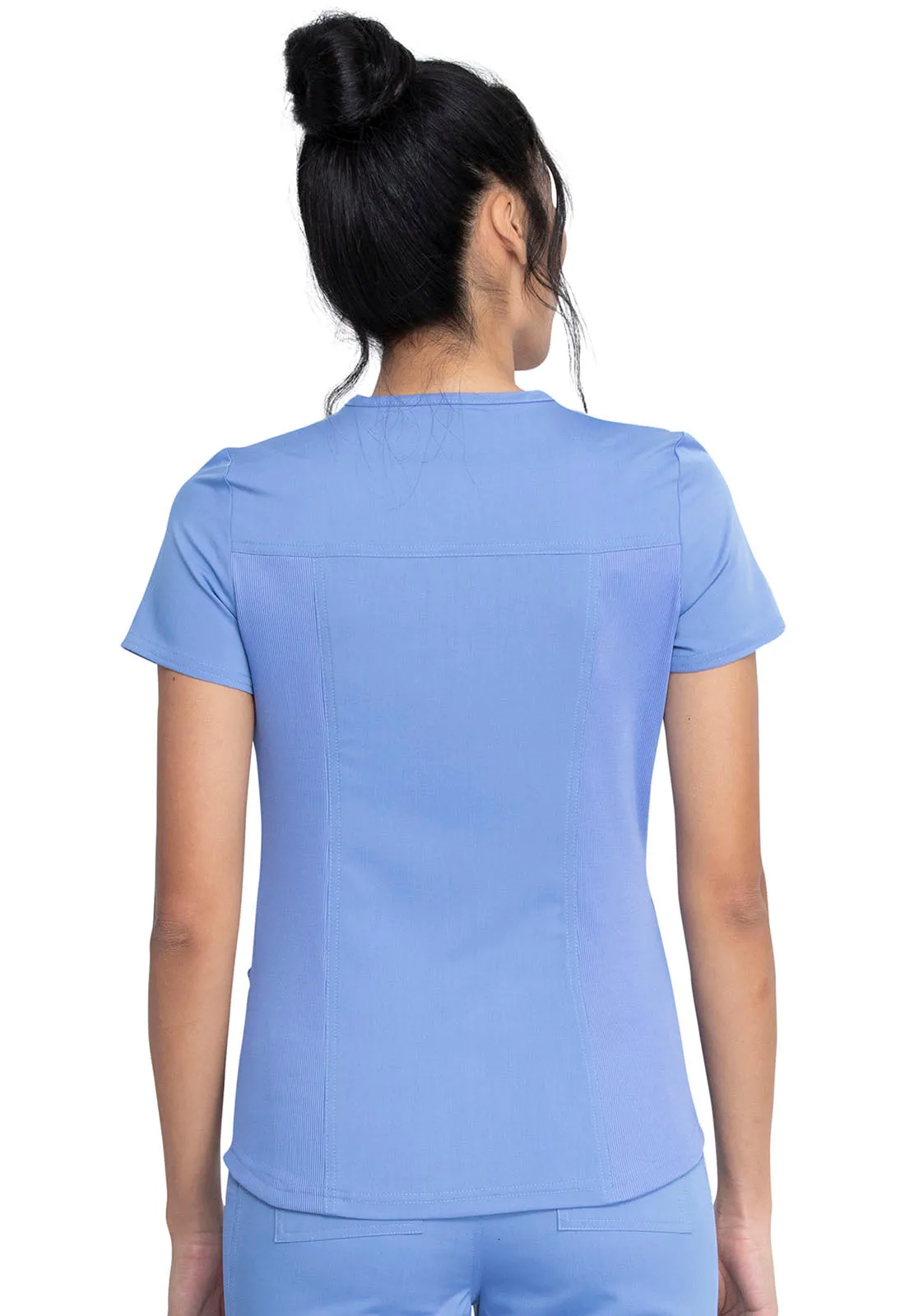 Balance - Women's Knitted Panel Solid Scrub Top With Zip Pocket