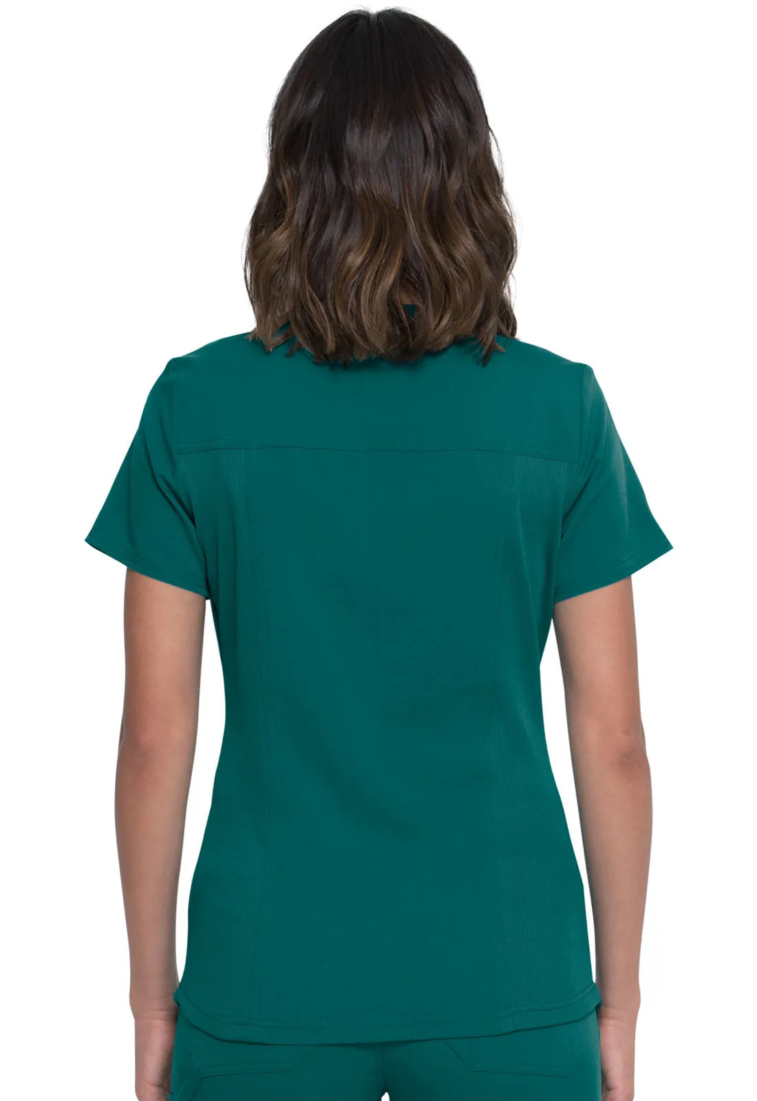 Balance - Women's Knitted Panel Solid Scrub Top With Zip Pocket