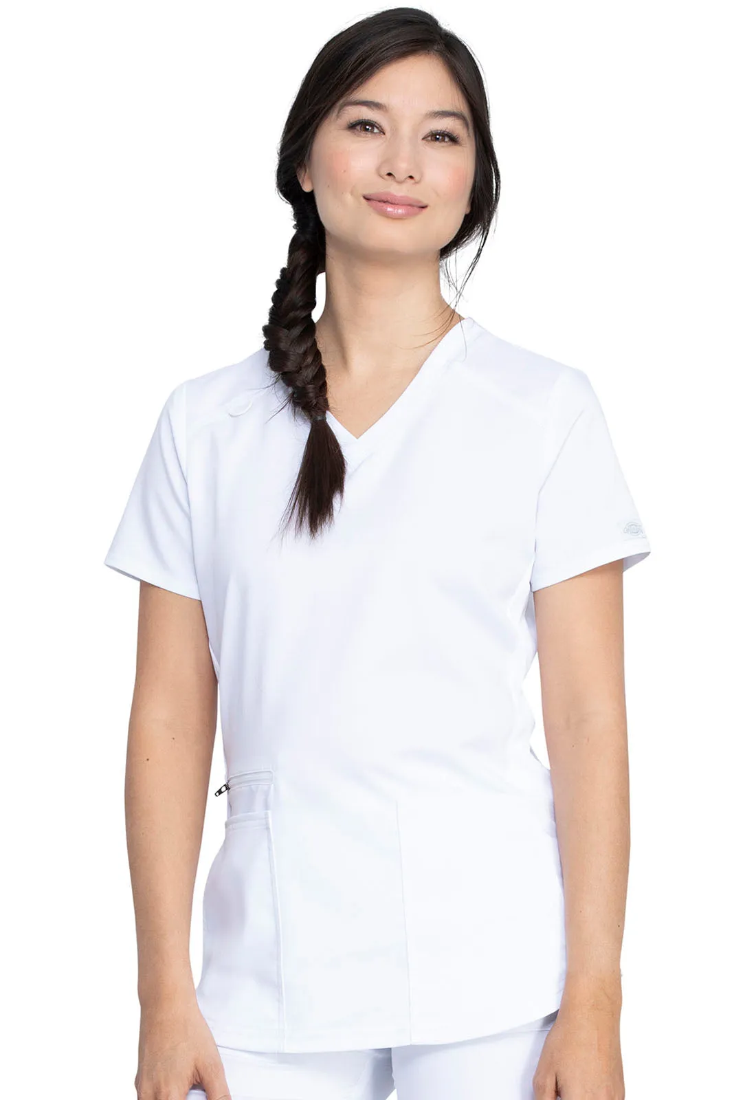 Balance - Women's Knitted Panel Solid Scrub Top With Zip Pocket