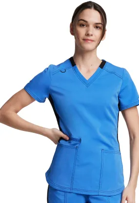 Balance - Women's Knitted Panel Solid Scrub Top With Zip Pocket