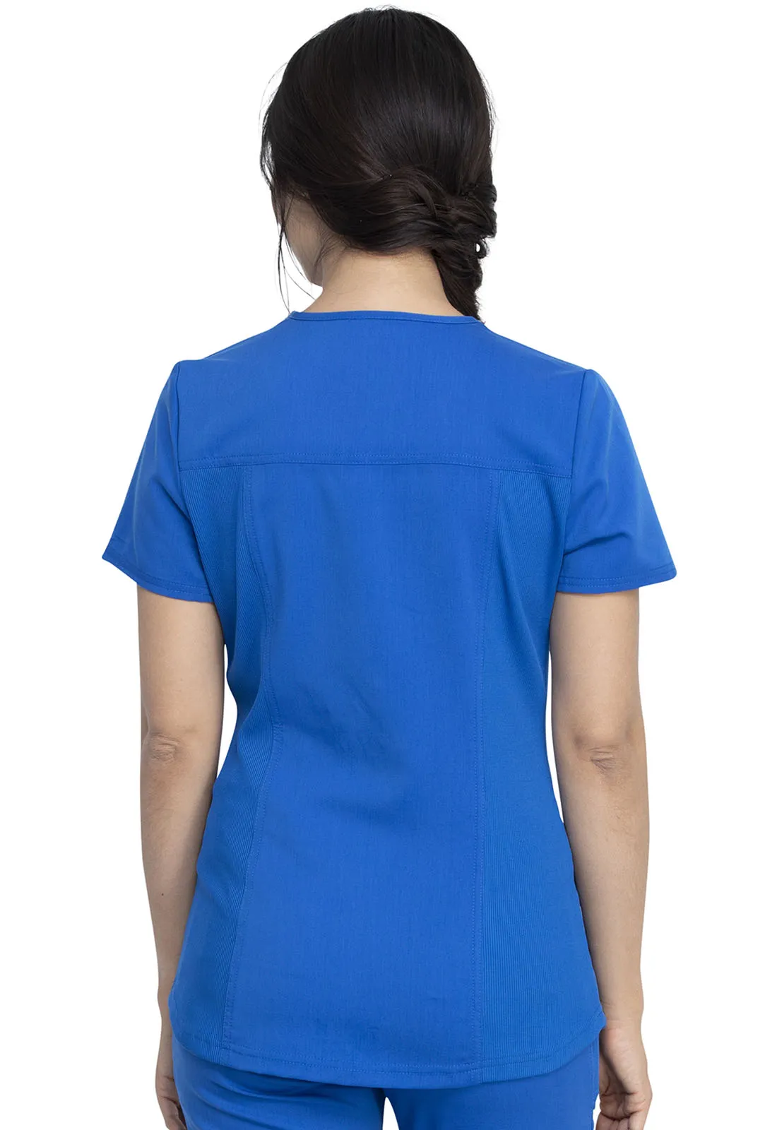 Balance - Women's Knitted Panel Solid Scrub Top With Zip Pocket