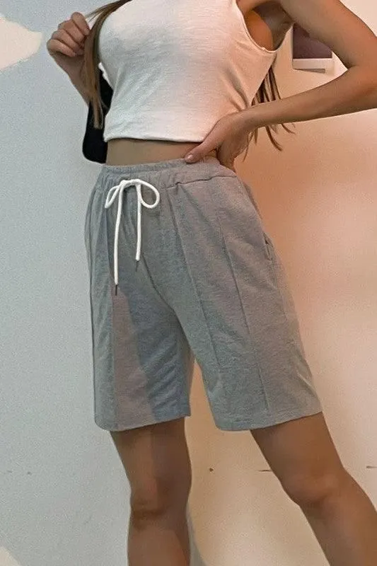 BANDING WAIST TIED CAUSAL SPORTS SHORTS