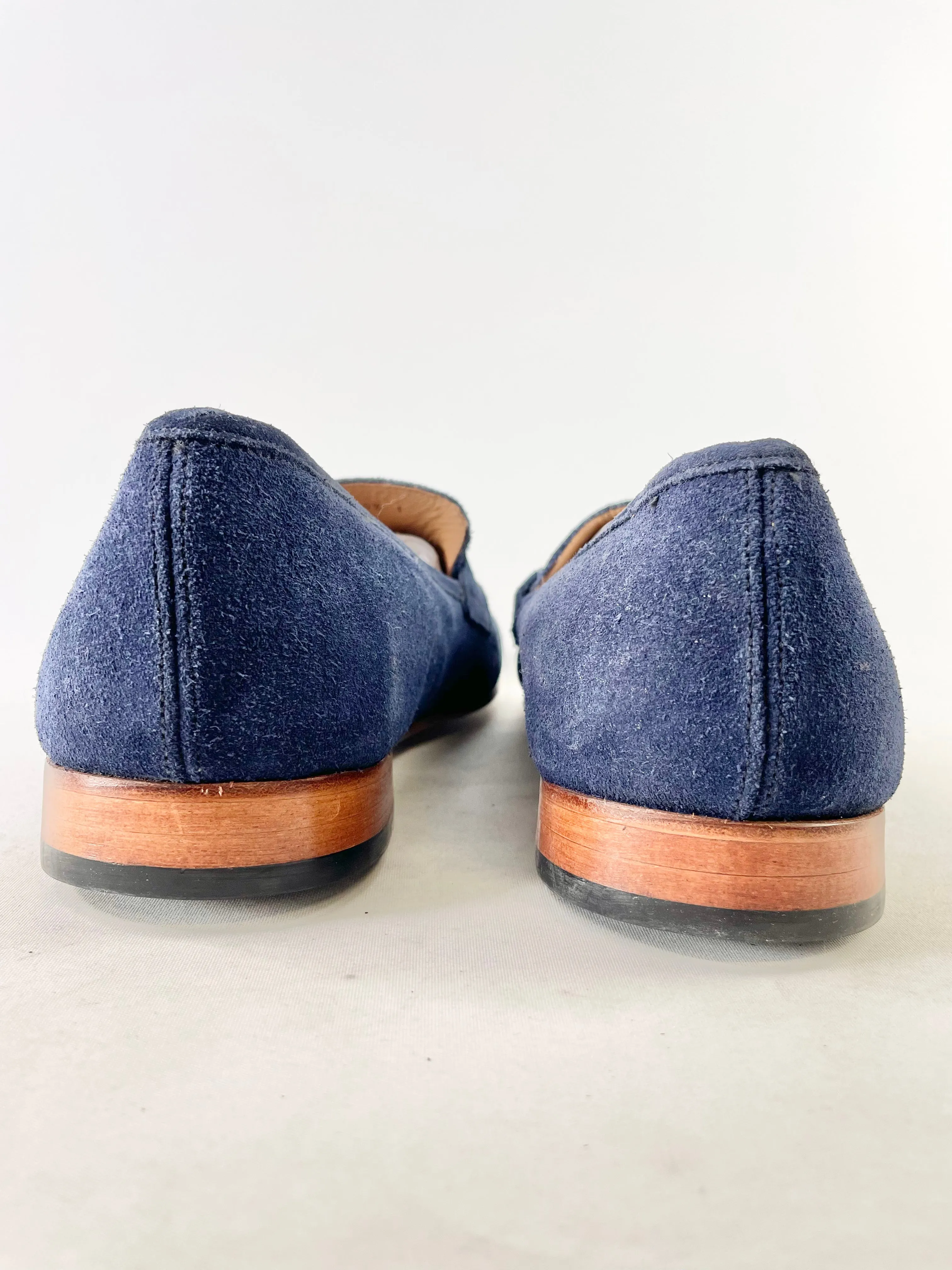 Barker Navy Blue Suede Loafers - EU44