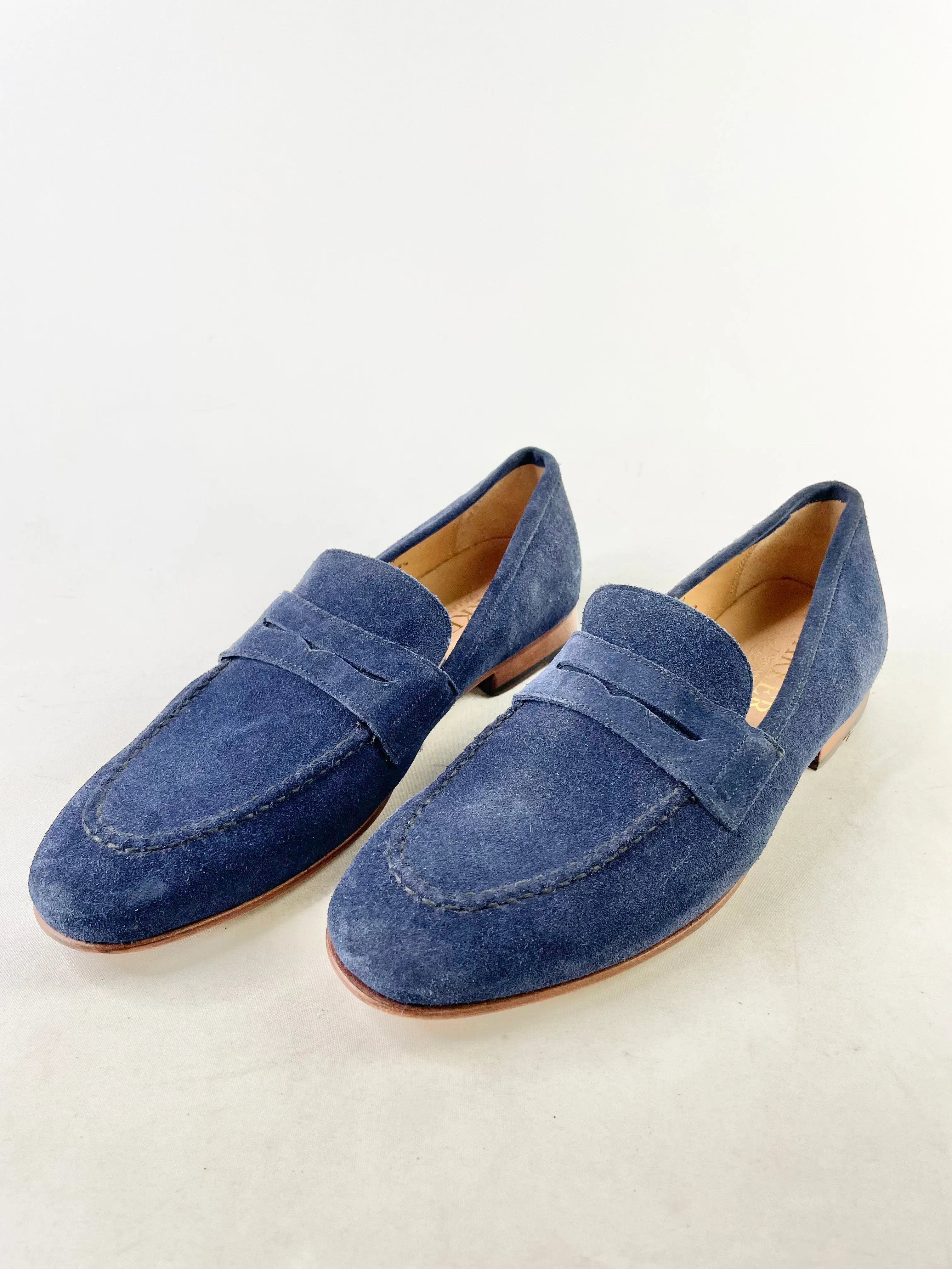 Barker Navy Blue Suede Loafers - EU44