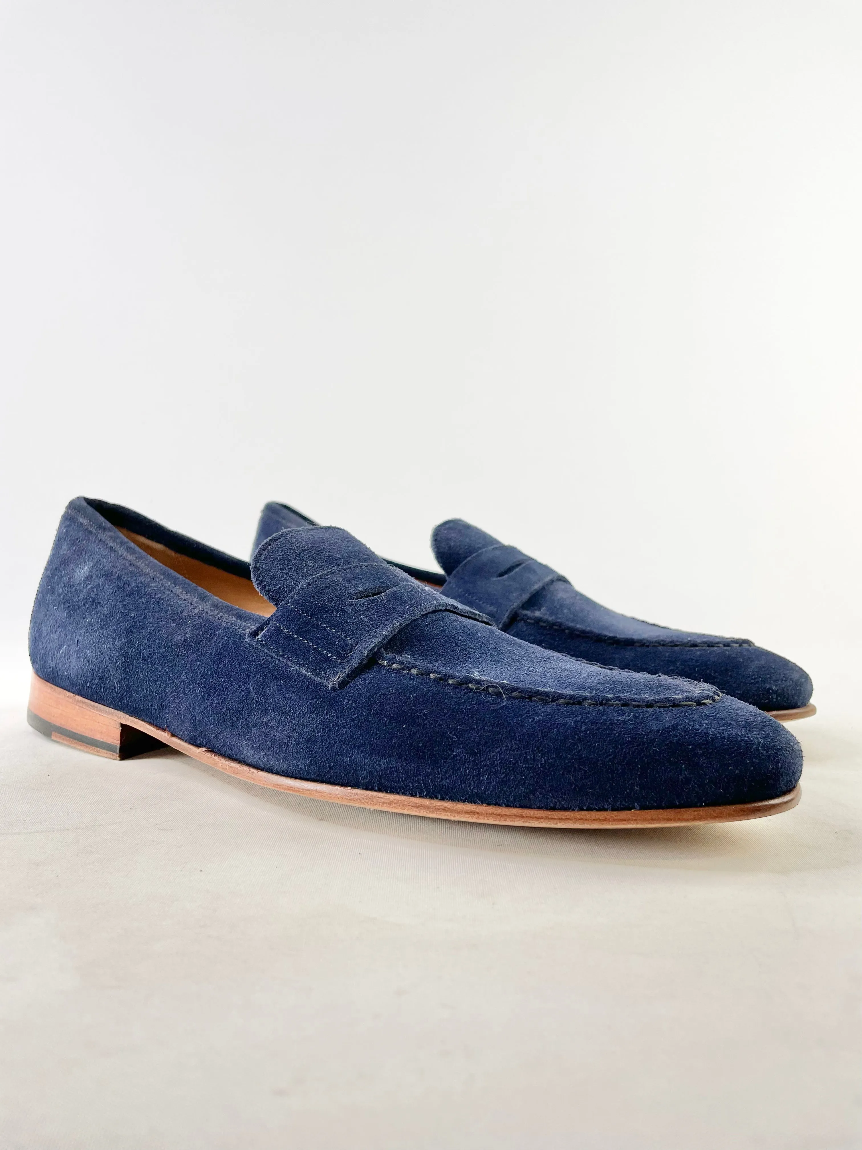 Barker Navy Blue Suede Loafers - EU44