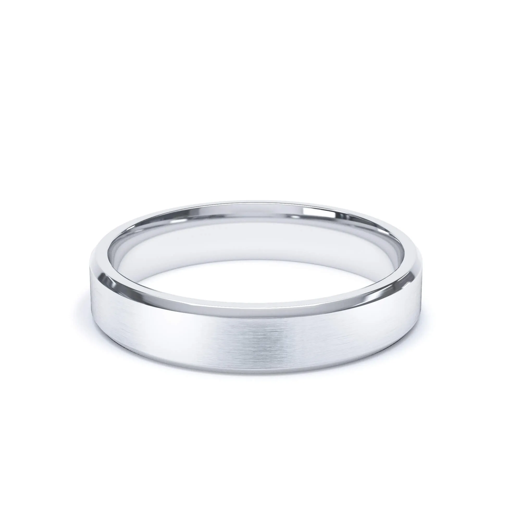 - Bevelled Edge Satin Polish Wedding Ring 9k White Gold