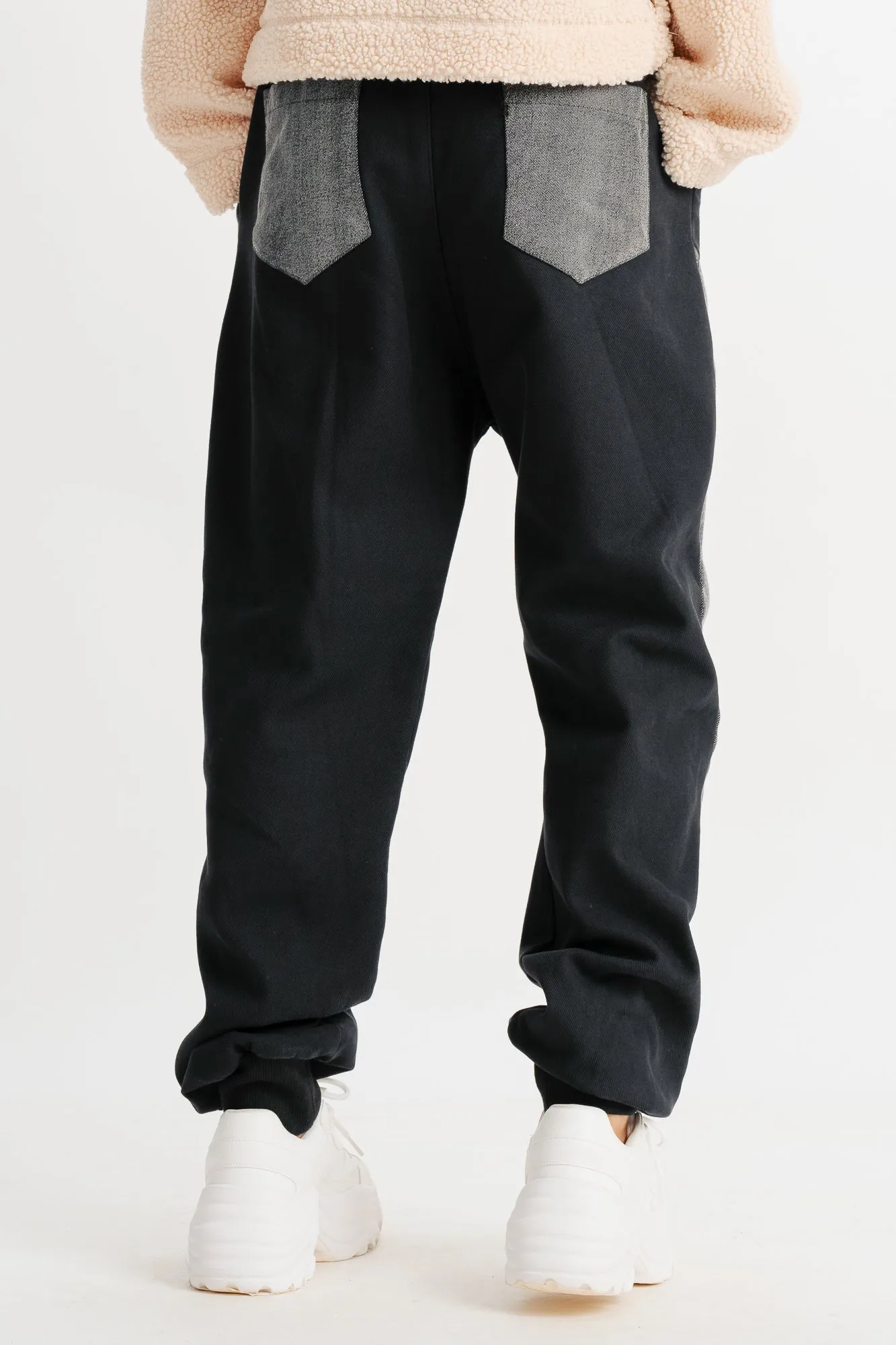 Black Elastic Waist Jogger Jeans