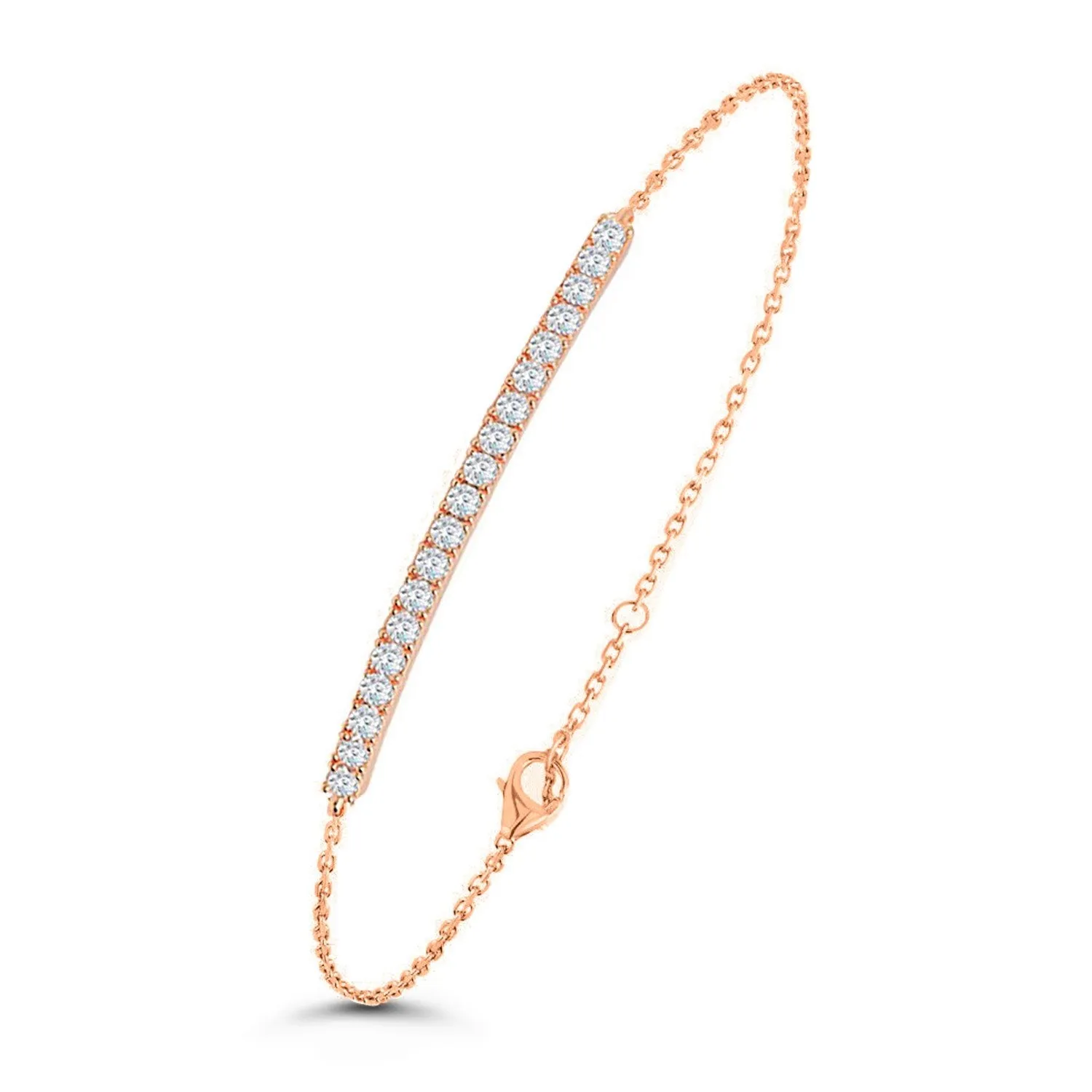 Brass 18k Rose Gold Crystals Bar Bracelet For Women