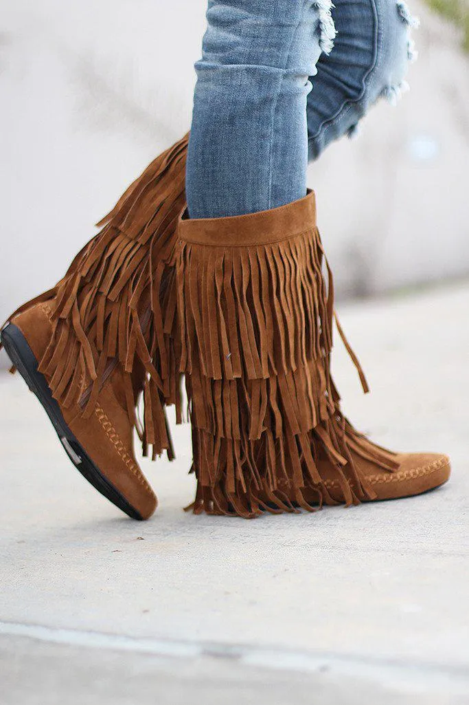 Brown Fringe Boots