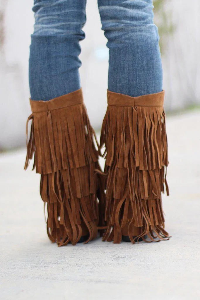 Brown Fringe Boots