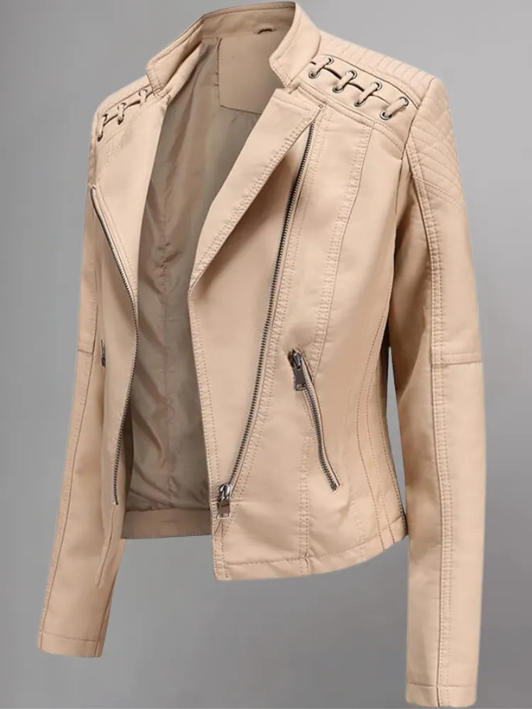 Brown Long-Sleeve Moto Jacket - Women & Plus