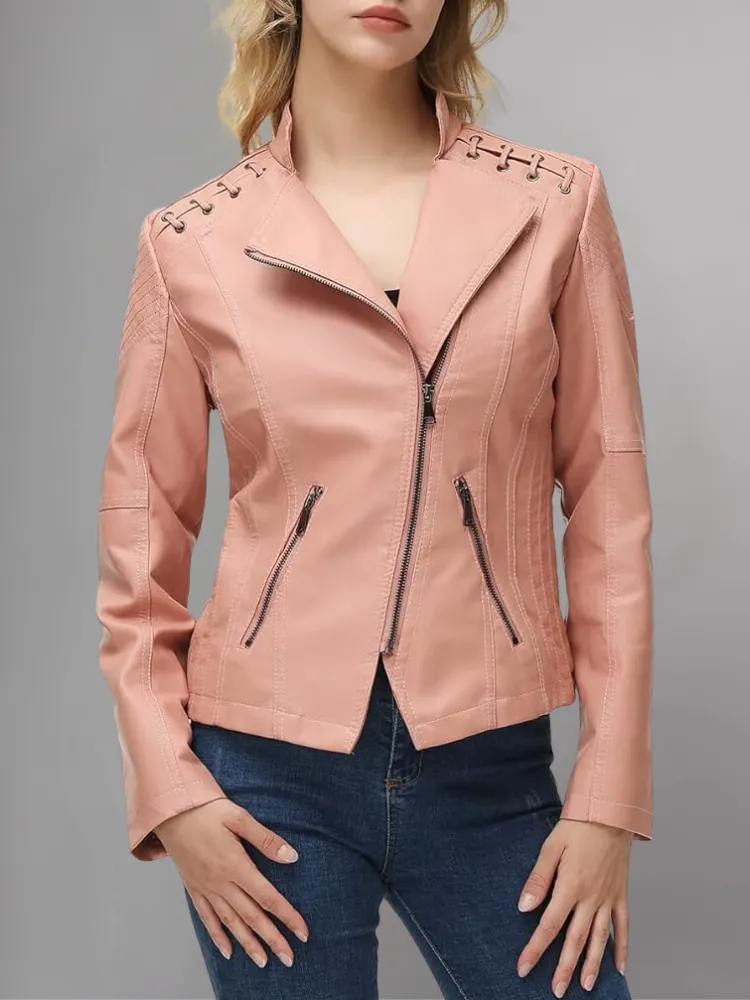 Brown Long-Sleeve Moto Jacket - Women & Plus