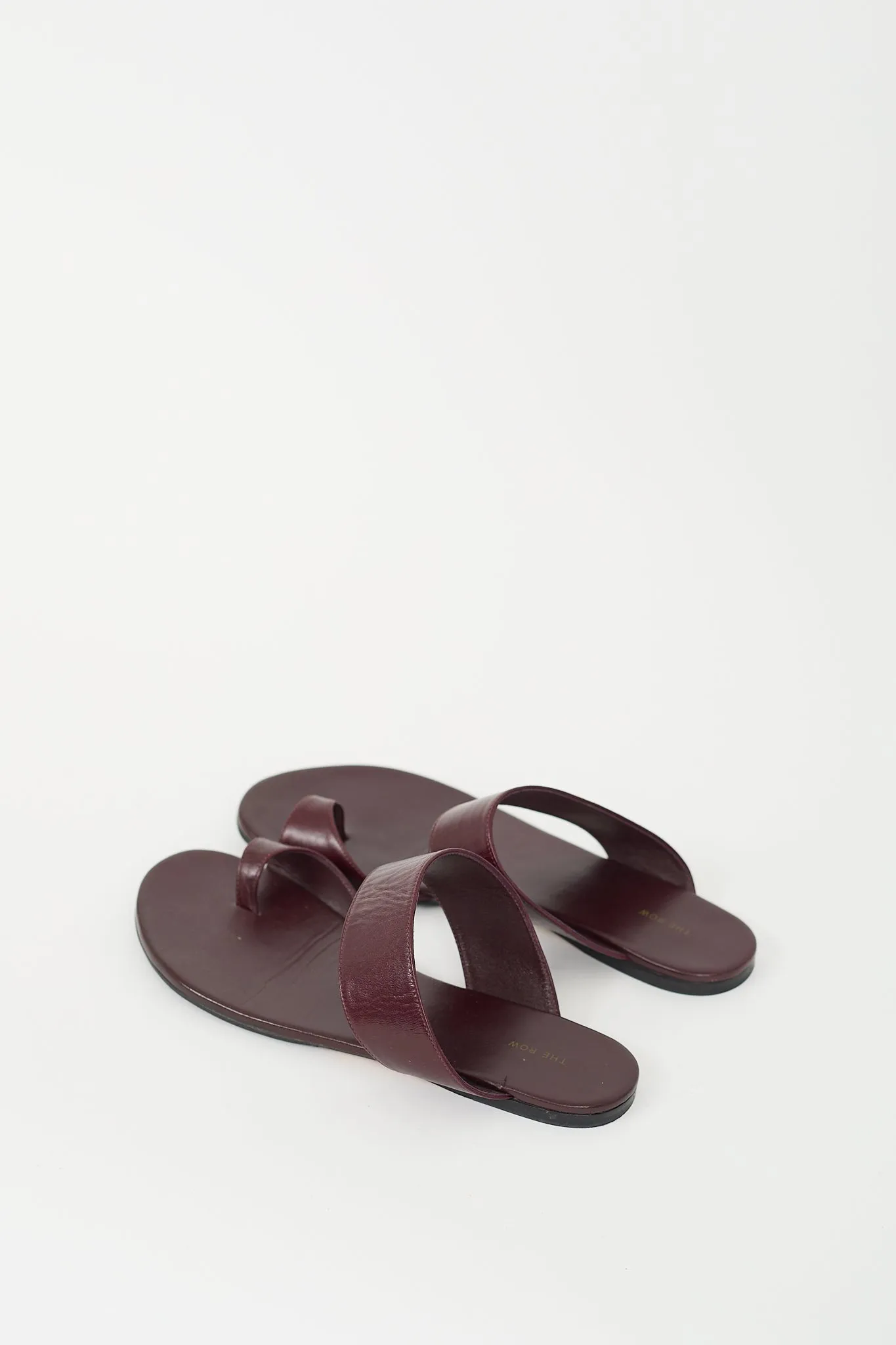 Burgundy Leather Infradito Flat Sandal