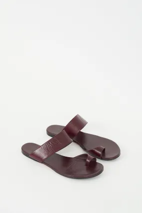 Burgundy Leather Infradito Flat Sandal