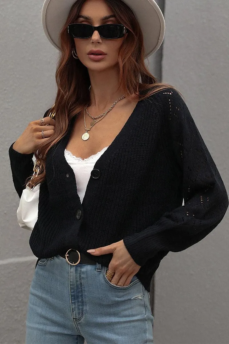 BUTTONED CASUAL KNIT CARDIGAN