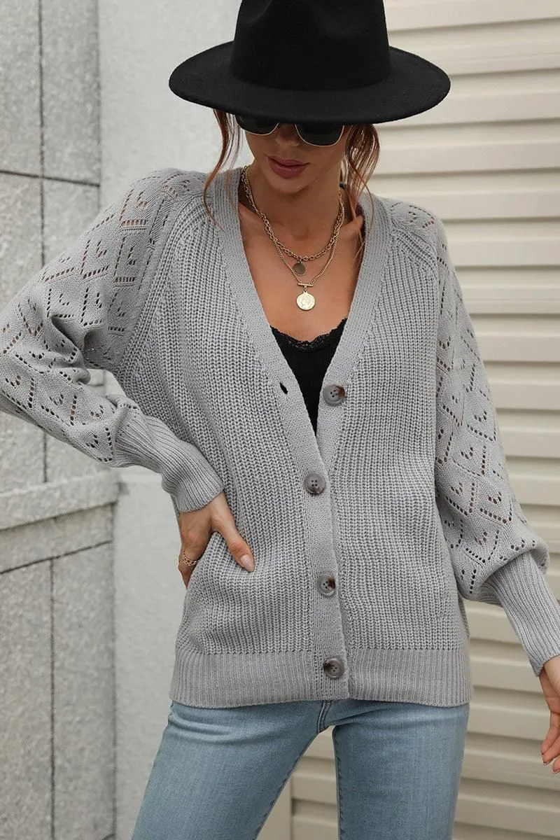 BUTTONED CASUAL KNIT CARDIGAN