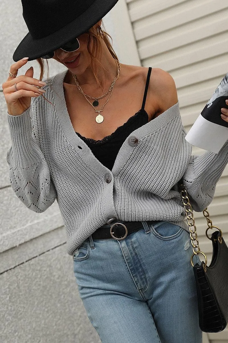 BUTTONED CASUAL KNIT CARDIGAN