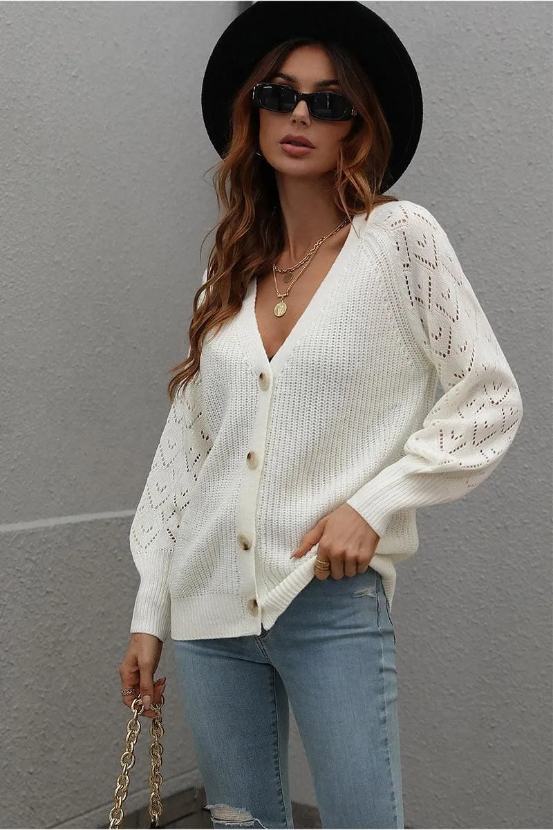 BUTTONED CASUAL KNIT CARDIGAN