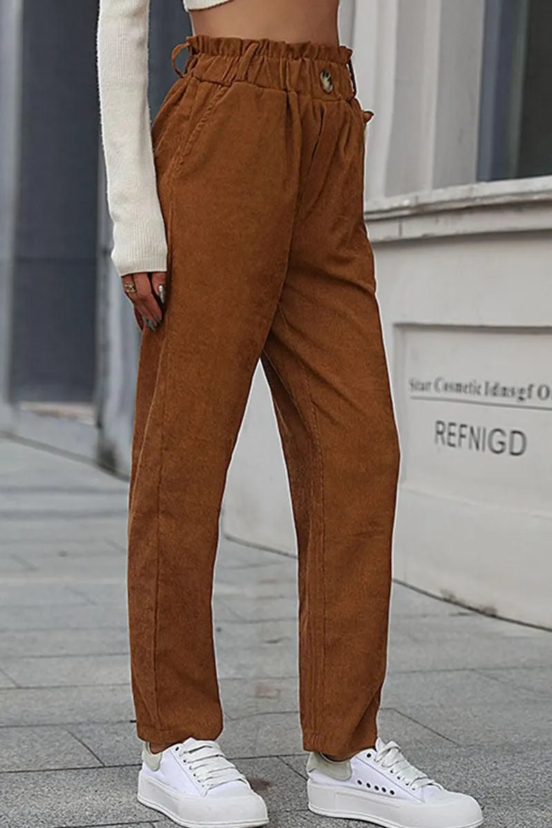 CASUAL SOLID CORDUROY PANTS