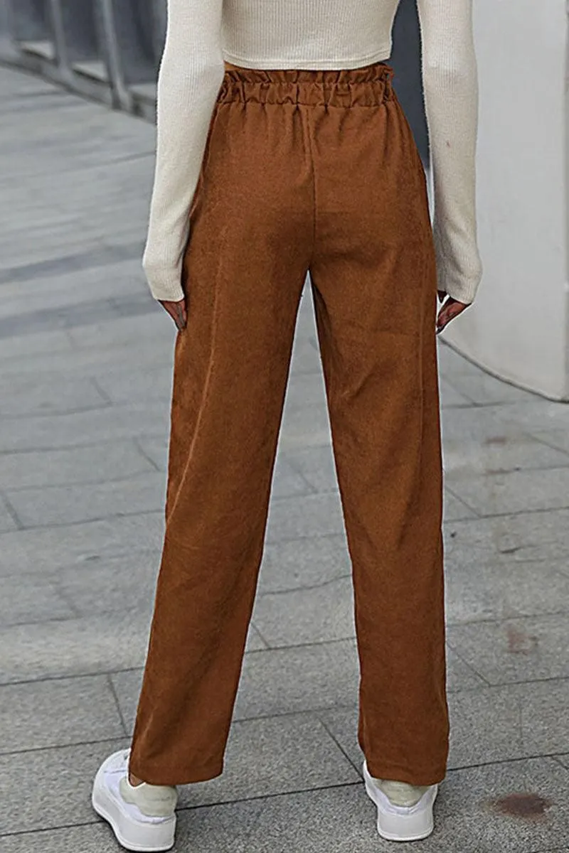 CASUAL SOLID CORDUROY PANTS