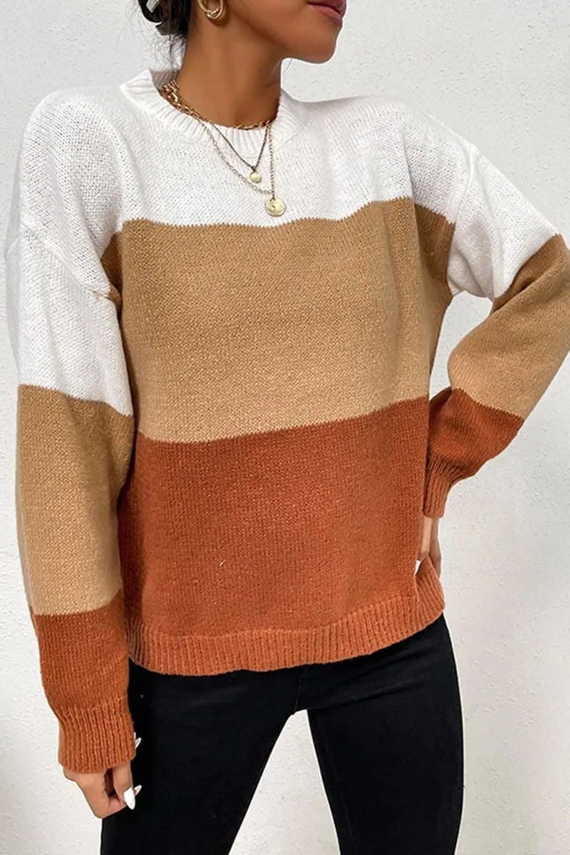 COLOR BLOCK DAILY SWEATER TOP