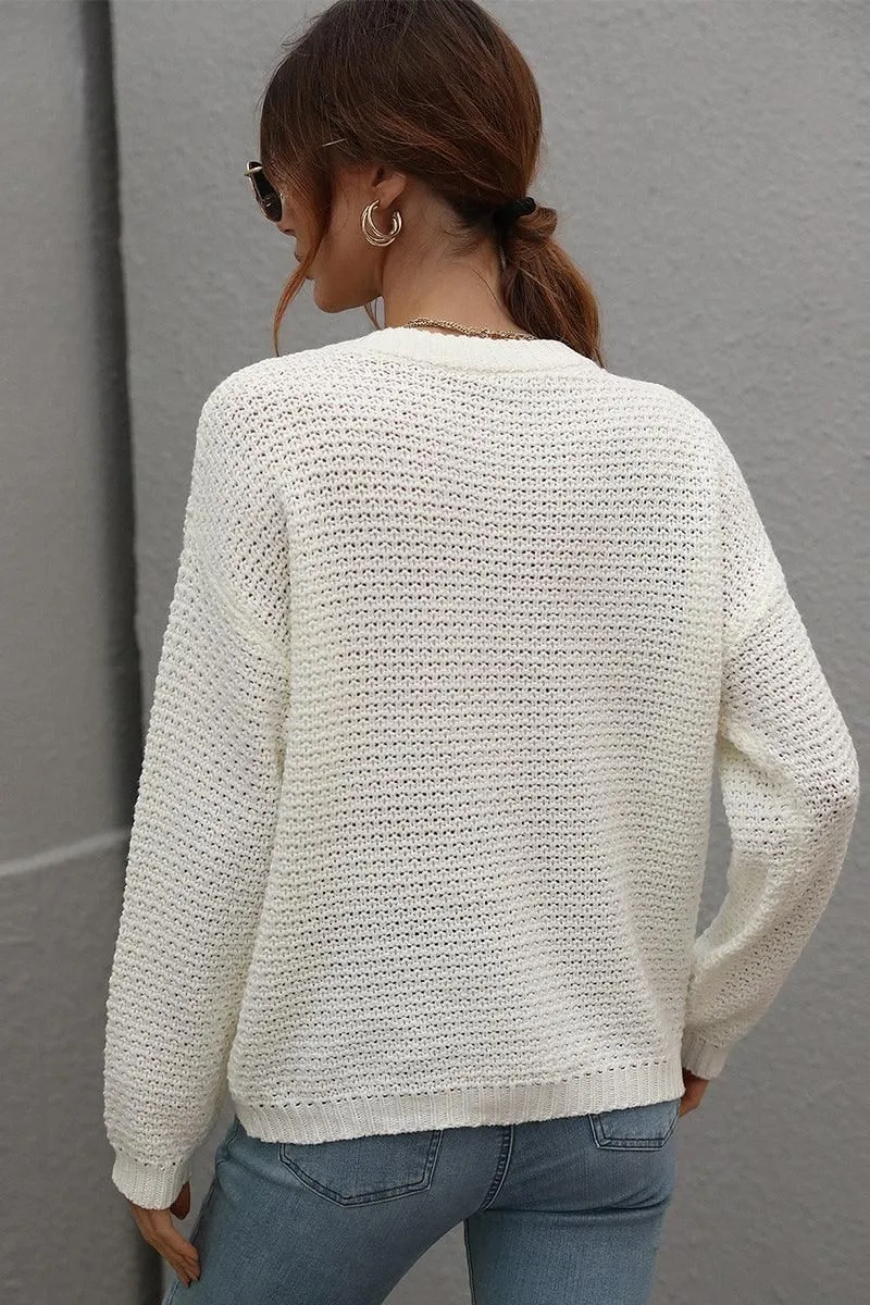 CREW NECK LONG SLEEVE BASIC SWEATER TOP