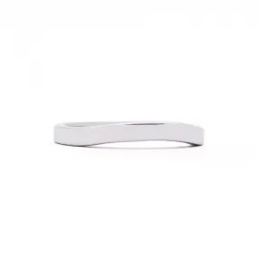 Curved flat wedding band in 14 carat white gold