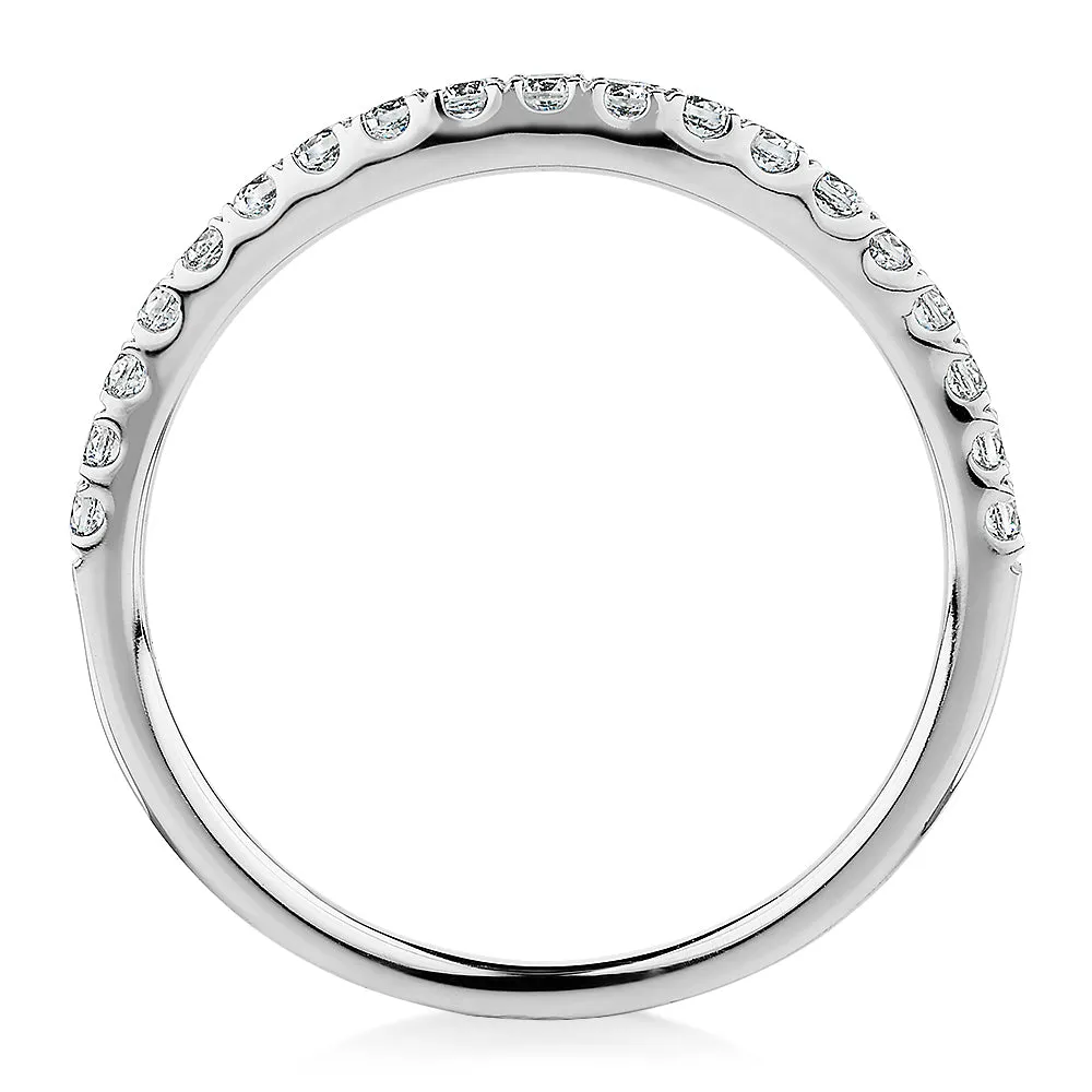 Curved wedding or eternity band in 10 carat white gold