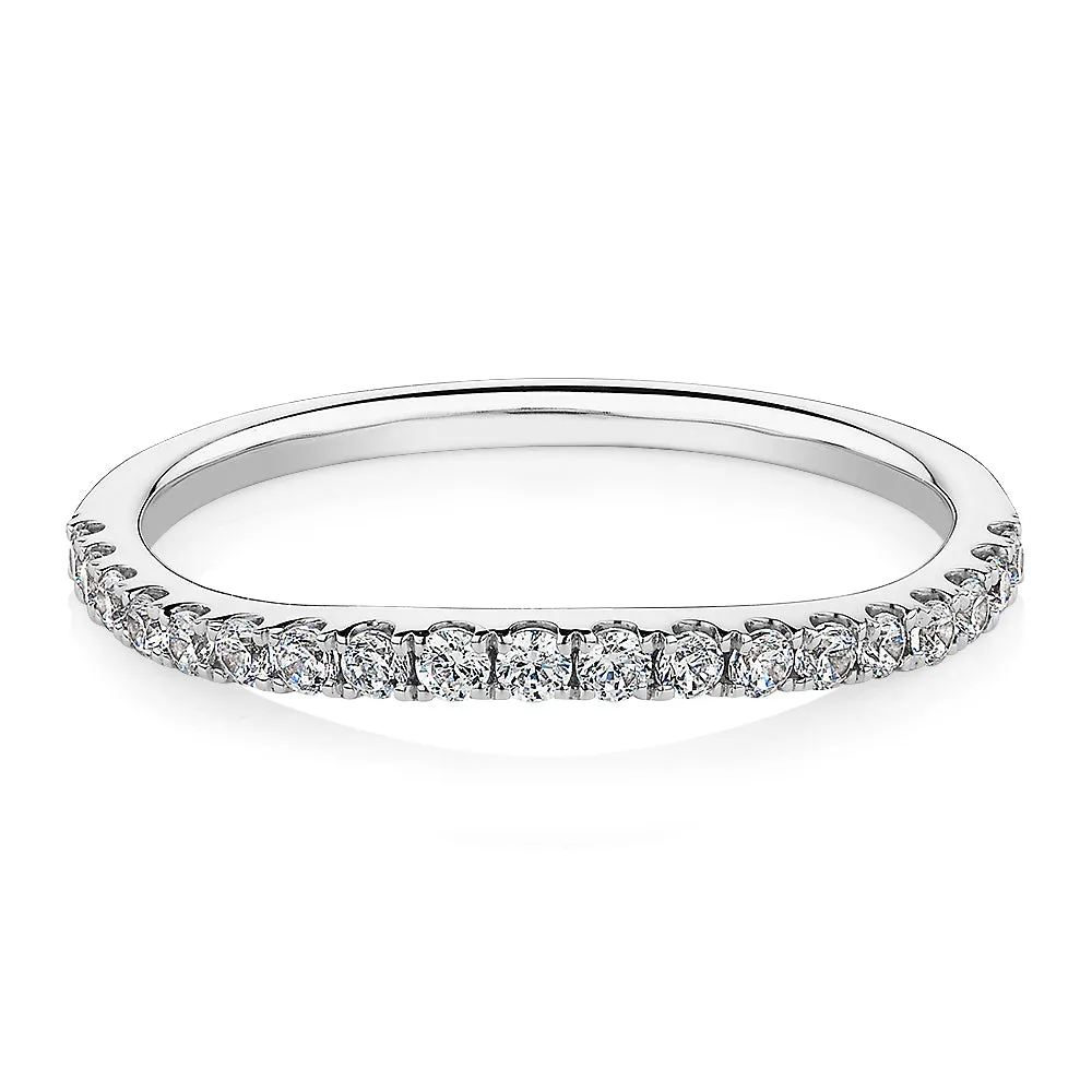 Curved wedding or eternity band in 10 carat white gold